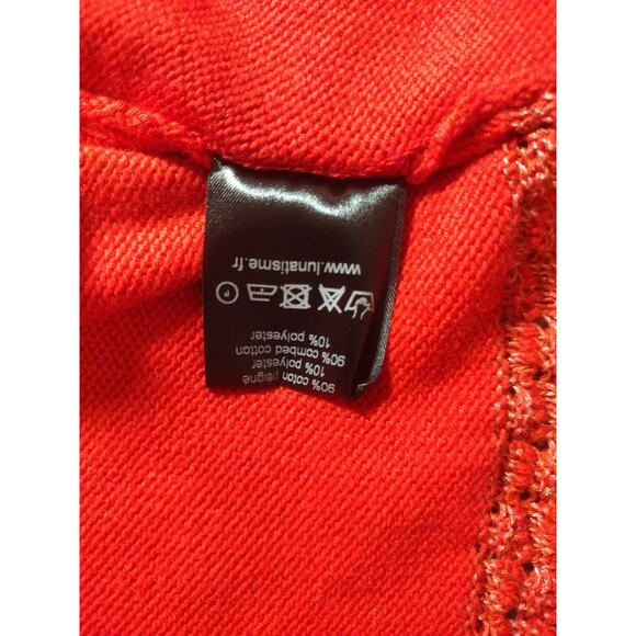 Lunatisme Paris Pullover Sweater Red Cotton Blend Sz L NWT Daksha Cardigan - Picture 11 of 12